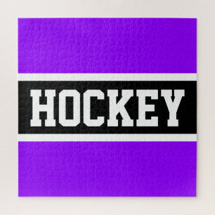 Quebra-cabeça HOCKEY Athletic Bright Roxo Preto Stripes Brancas