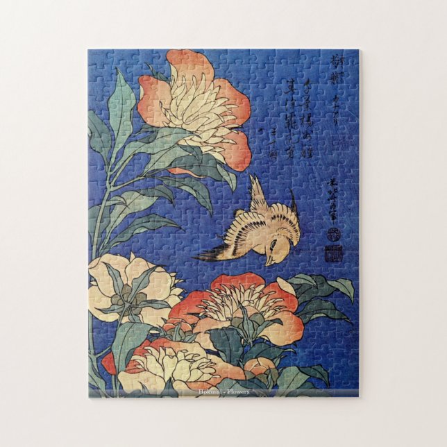 Quebra-cabeça Hokusai - flores (Vertical)