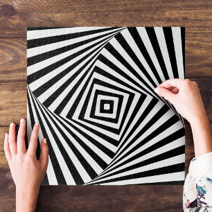 Quebra-cabeça Holografia de Ilusões Geométricas a Preto e Branco