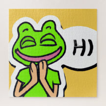 Homem com Sapo sorridente na Arte Amarela