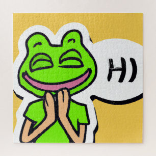 Quebra-cabeça Homem com Sapo sorridente na Arte Amarela