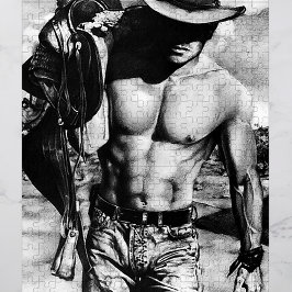 Quebra-cabeça Homem de Cowboy Sexy, desenhado à mão, para homens