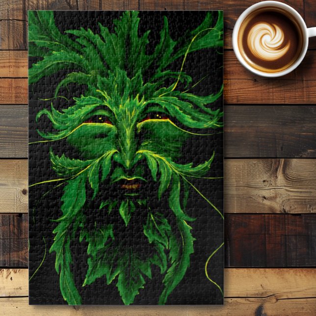 Quebra-cabeça Homem Verde Folhas Fae Pretas (Criador carregado)
