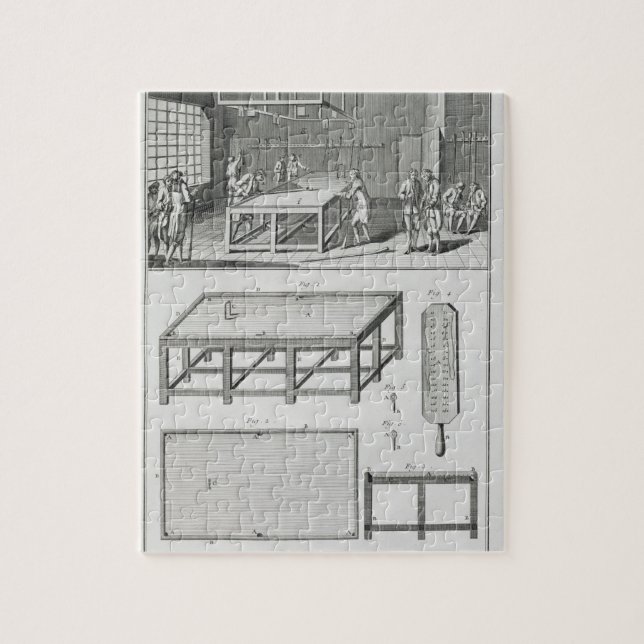 Quebra-cabeça Homens que jogam bilhar, 'do DES de Encyclopedie (Vertical)