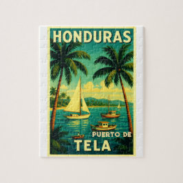 Quebra-cabeça  Hondura Puerto de Tela Retro poster