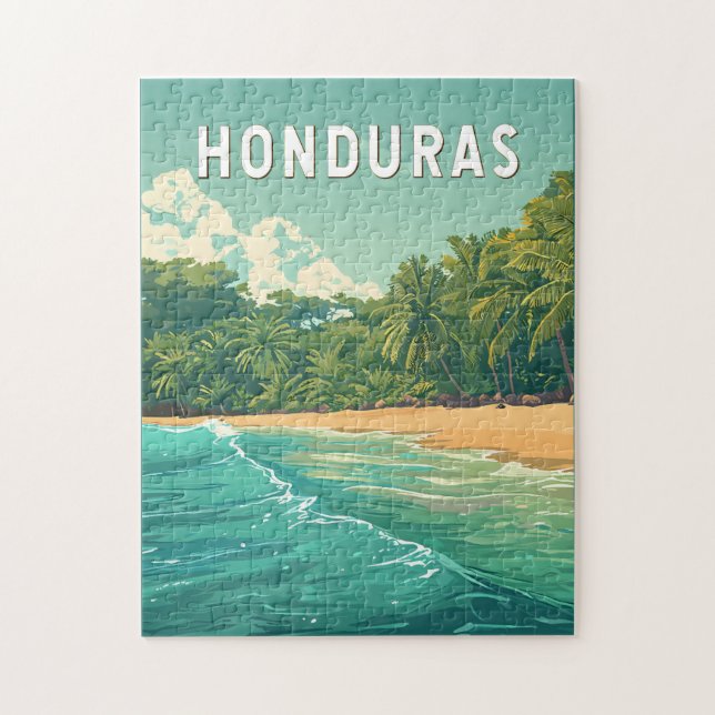 Quebra-cabeça Honduras Illustration Travel Art Vintage (Vertical)