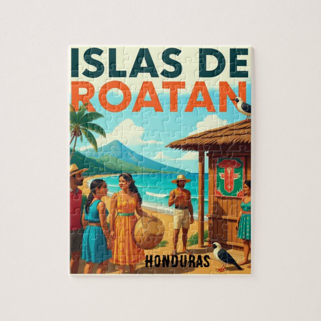 Quebra-cabeça  Honduras ISLAS DE ROATAN Retro poster (Vertical)