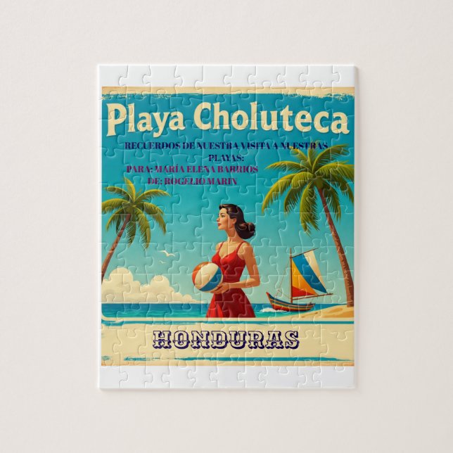 Quebra-cabeça  Honduras PLAYAS CHOLUTECA Retro poster (Vertical)