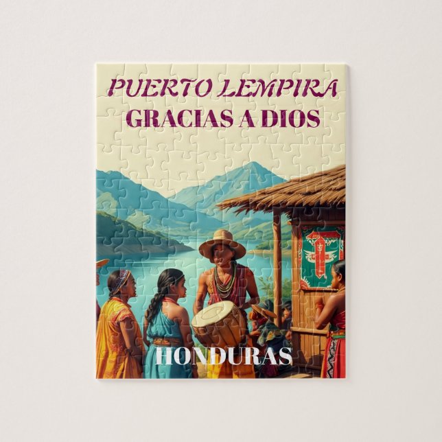 Quebra-cabeça  Honduras Puerto LEMPIRA Retro poster (Vertical)