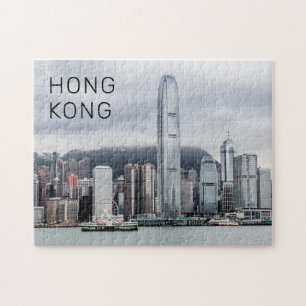 Quebra-cabeça Hong Kong Island Skyline Retro Cityscape Vintage