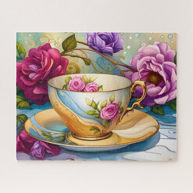 Quebra-cabeça Hora do Chá - Arte da Taa Cup (Horizontal)
