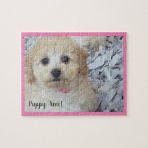 Quebra-cabeça Horário de Puppy Adorável a Rosa