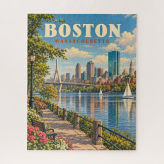 Quebra-cabeça Horizonte de Boston Antigo Rio Charles
