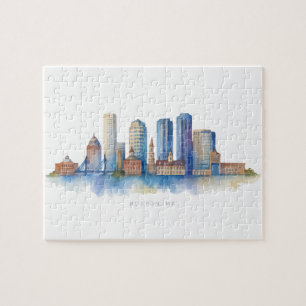 Quebra-cabeça Horizonte de Boston em Aquarela Moderno Boston M