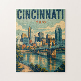 Quebra-cabeça Horizonte de Cincinnati Ohio Antigo