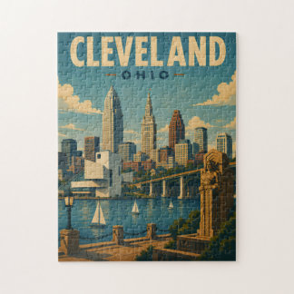 Quebra-cabeça Horizonte de Cleveland Ohio Antigo