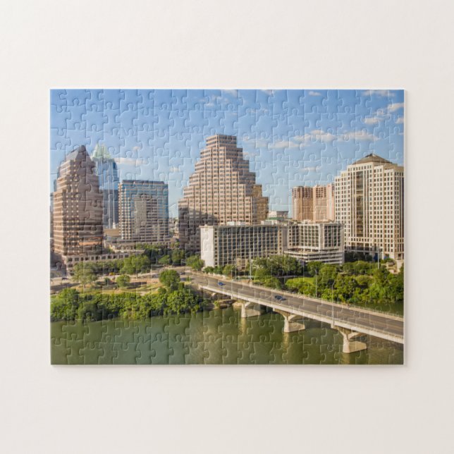Quebra-cabeça Horizonte de Downtown no Lady Bird Lake (Horizontal)