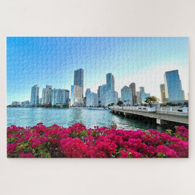 Quebra-cabeça Horizonte de Miami Downtown Brickell Baía de Bisca (Horizontal)