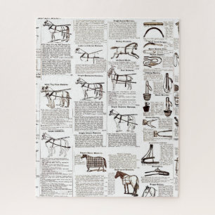 Quebra-cabeça Horse Antique Advertising Newpaper Art