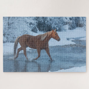 Quebra-cabeça Horse Drive no inverno em Hideout Ranc