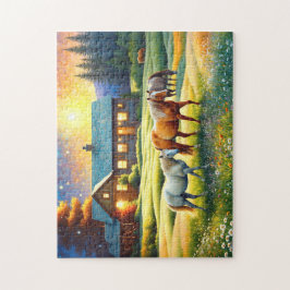 Quebra-cabeça Horse on Farm Wildflower Meadow