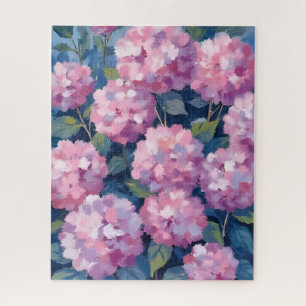 Quebra-cabeça Hortênsias Rosa Bege Arte em Aquarela Floral