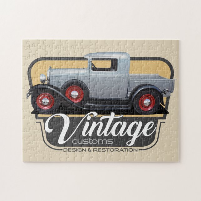Quebra-cabeça Hot rod do costume do vintage (Horizontal)