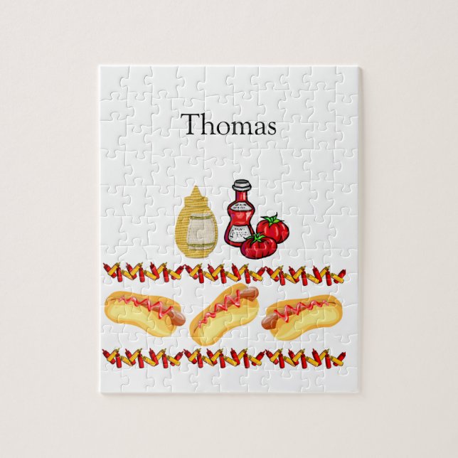 Quebra-cabeça Hotdog Ketchup Mostarda Comida (Vertical)