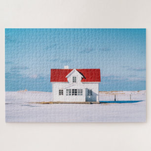 Quebra-cabeça House Lofoten Norway Viagem Outdoor Winter Snow
