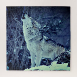 Quebra-cabeça Howling Wolf Winter Forest