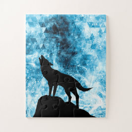 Quebra-cabeça Howling Wolf Winter snowblue smoAbstrato