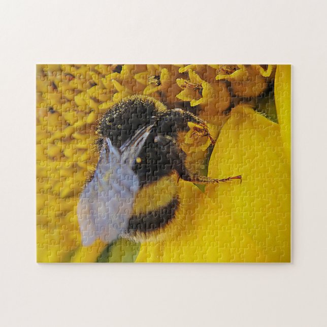 Quebra-cabeça Hummel auf Sonnenblumenblüte (Horizontal)