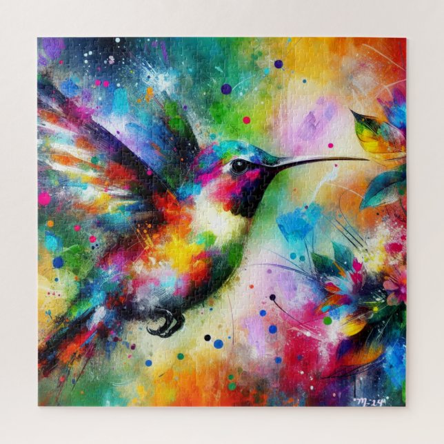 Quebra-cabeça Hummingbird Impressionista Whimsical Colorcista (Vertical)