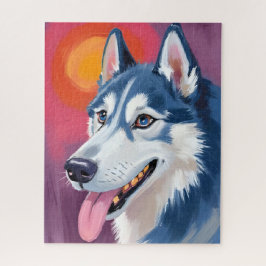 Quebra-cabeça Husky Siberiano | Pintura de Retrato de Cachorro
