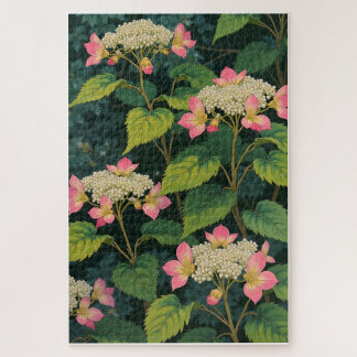 Quebra-cabeça Hydrangea Harmony - JiPuzzle Floral Japonês Retroa