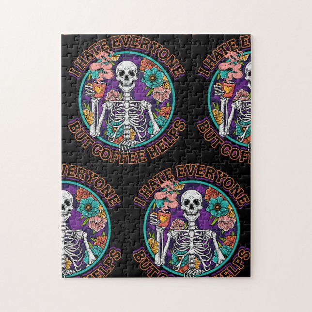 Quebra-cabeça I Hate Everyone Coffee Helps Coffee Lover Gifts  (Vertical)