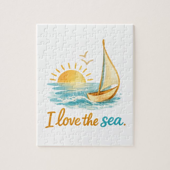 Quebra-cabeça I Love the Sea Sailboat Sunset Ocean 110 Piece Puz (Vertical)