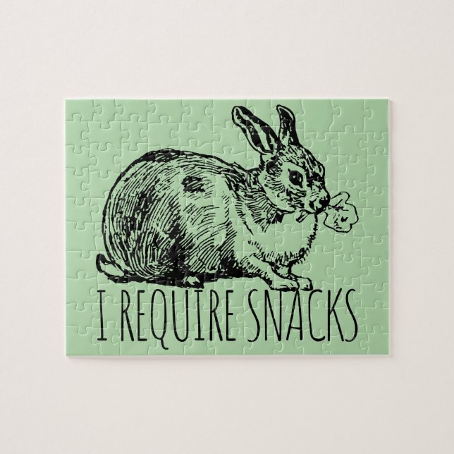 Quebra-cabeça I Require Snacks Cute Bunny Rabbit (Horizontal)