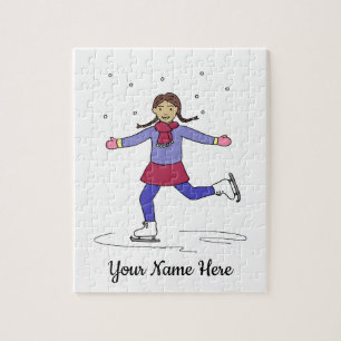 Quebra-cabeça Ice Skating Figure Skater Nome Personalizado