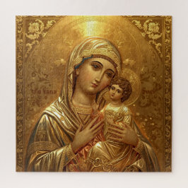 Quebra-cabeça Ícone Dourado Virgem Maria Madona Puzzle