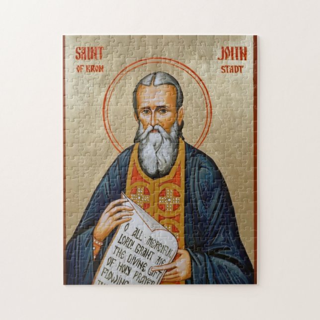 Quebra-cabeça Ícone Ortodoxo Cristão de São João de Kronstadt (Vertical)