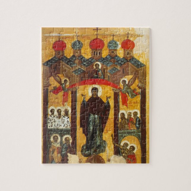 Quebra-cabeça Ícone russo antigo A intercessão (Vertical)