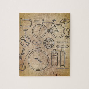 Quebra-cabeça Ícones dos fundamentos do mapa e do ciclismo do