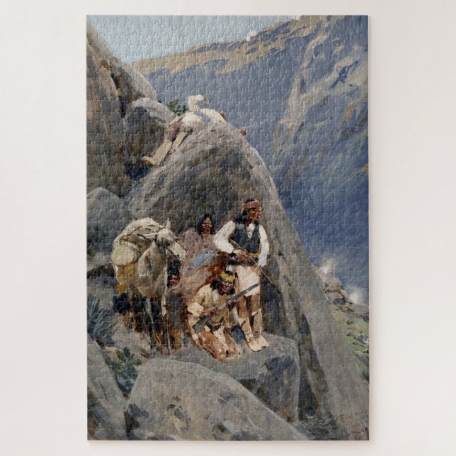 Quebra-cabeça Ícones Nativos Americanos: Guerreiros Apache, Cava (Vertical)