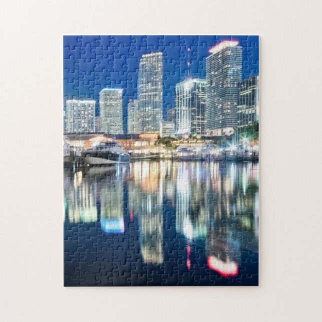 Quebra-cabeça Ideia da skyline com reflexão na água, Miami (Vertical)