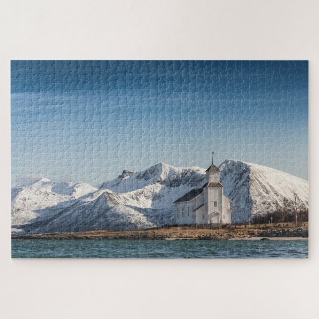 Quebra-cabeça Igreja de Lofoten da Noruega (Horizontal)