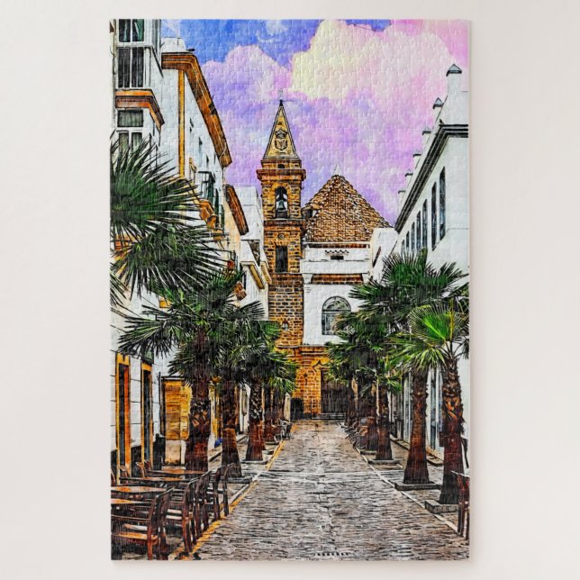 Quebra-cabeça Igreja Nuestra Senora de la Palma. Cádiz, Espanha. (Vertical)