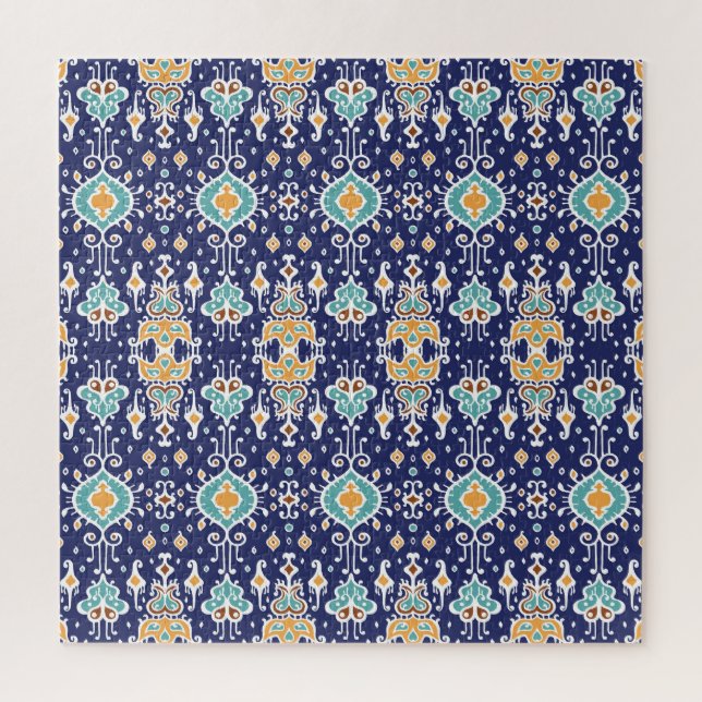 Quebra-cabeça Ikat Geométrico: Folclore Oriental Ornament. (Vertical)
