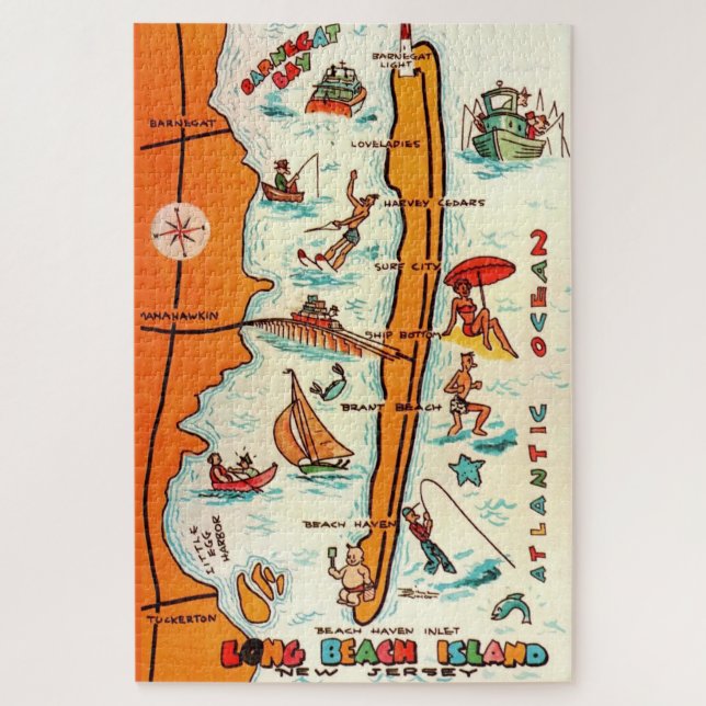 Quebra-cabeça Ilha Colorida Long Beach Mapa 20x30  (Vertical)