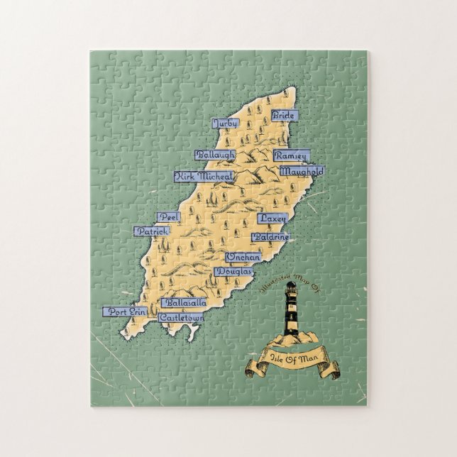 Quebra-cabeça Ilha De Man - Viagem mapa Ilustrado (Vertical)